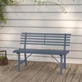 Vintage Style Garden Bench Grey Powder-Coated Steel Medium Outdoor Bench for Two Adults Heavy-Duty Construction - Photo 1