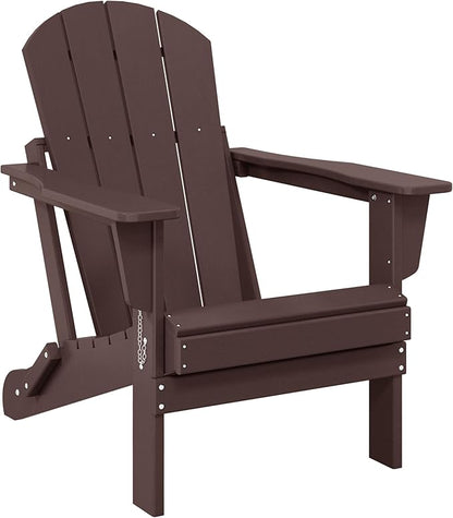 WO WESTIN OUTDOOR HDPE Laguna Outdoor Folding Poly Adirondack Chair, Dark Brown