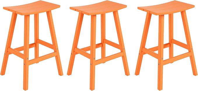 WestinTrends Malibu Malibu 29 Inch High Backless Seat Bar Stools (Set of 3), Orange