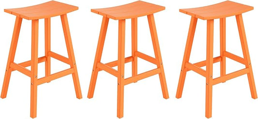 WestinTrends Malibu Malibu 29 Inch High Backless Seat Bar Stools (Set of 3), Orange