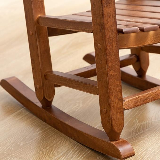 Toddler Rocking Chair Kids Child Wooden Small Baby Comfy Rocker Chairs Furniture for Nursery Bedroom Livingroom Outdoor Reading Room, Ages 3-6, Brown