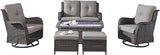 Rilyson Wicker Patio Furniture Set - 6 Piece Rattan Outdoor Sectional Conversation Sets with 2 Swivel Rocking Chairs - Photo 1