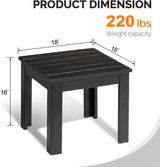 VINGLI Outdoor Adirondack Side Table, 18" Square Thick Wooden Coffee Table - Photo 3