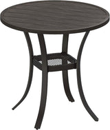 VICLLAX Round Patio Dining Table, Metal Outdoor Bistro Table with Storage Shelf for Balcony Garden Deck, 27.6" Ash Grey - Photo 1