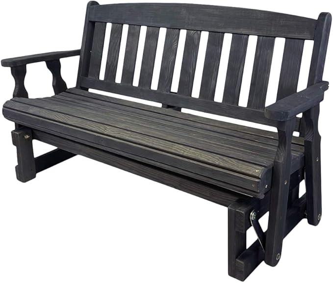 Amish Casual Heavy Duty 800 Lb Mission Pressure Treated Porch Glider (4 Foot, Semi-Solid Black Stain) - Photo 1