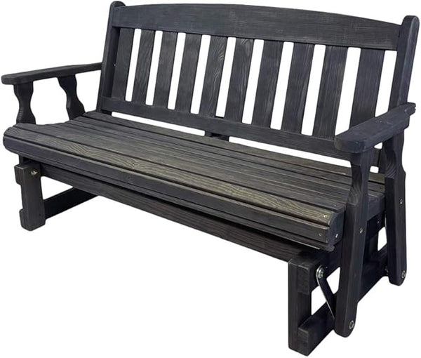 Amish Casual Heavy Duty 800 Lb Mission Pressure Treated Porch Glider (4 Foot, Semi-Solid Black Stain) - Photo 1