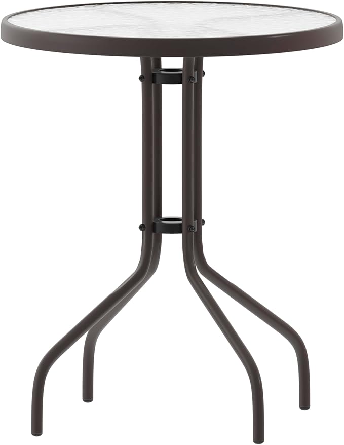 Flash Furniture Bellamy 23.75'' Round Tempered Glass Metal Table, Bronze - Photo 1