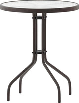 Flash Furniture Bellamy 23.75'' Round Tempered Glass Metal Table, Bronze - Photo 1