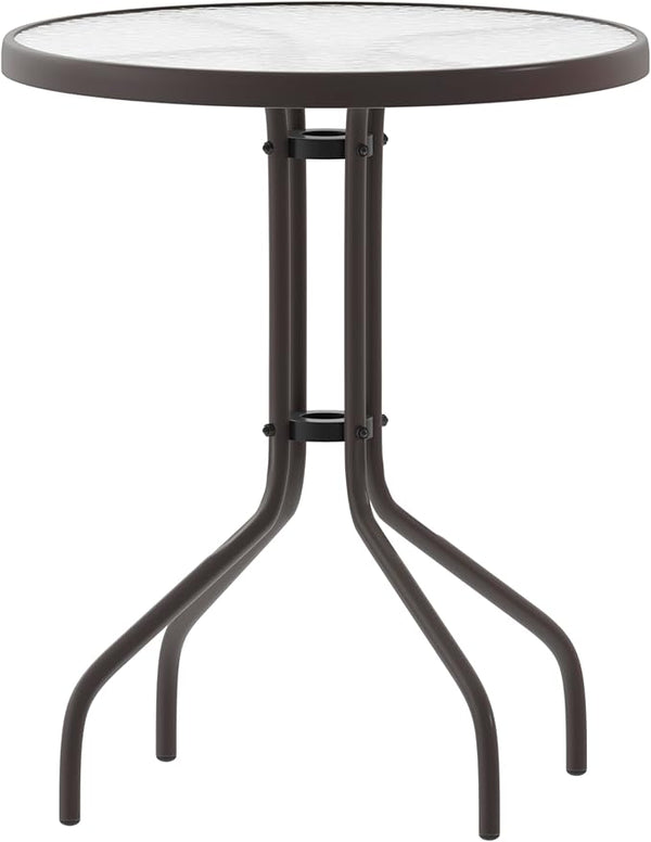 Flash Furniture Bellamy 23.75'' Round Tempered Glass Metal Table, Bronze - Photo 1