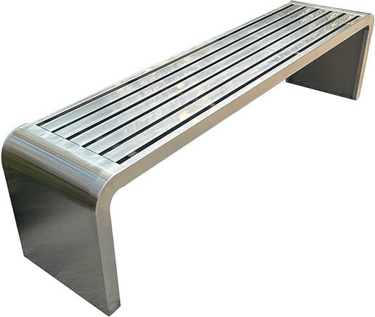 Modern Outdoor Benches Weatherproof Backless Front Porch Bench Metal Garden Benches for Outdoors Sturdy Steel Frame Patio Benches for Outdoors, Backyard, Lawn(Silver,100cm(39.37in))