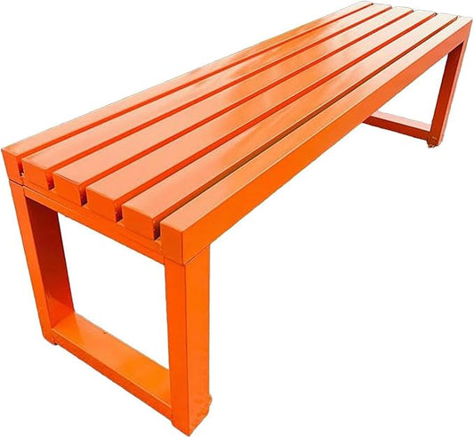 Metal Garden Bench, Outdoor Benches Weatherproof, 2-3 Person Park Patio Bench, Front Porch Backless Seat Chair, for Balcony Yard Entryway, Easy Assembly(Orange,100cm/39.3in)
