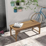 Outdoor Garden Bench, 45.25" L x 19.75" W x 17.75" H Garden Chair Patio Bench Backless Wood Bench - Photo 2