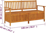Storage Bench Garden Bench Outdoor Bench for Outdoors Porch Entryway Furniture for Yard 58.3" Solid Wood Acacia - Photo 2