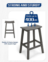 Weatherproof Bar Stools Set of 2, 28" Height Outdoor Bar Stools Holds up to 400 lbs, Saddle Seat - Photo 4