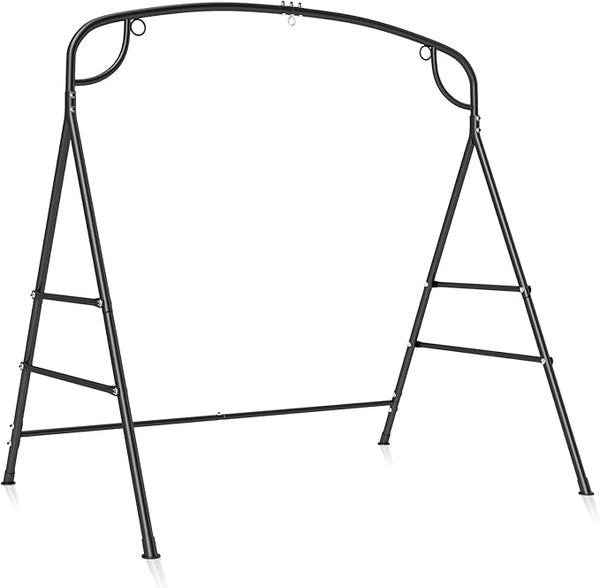 Tangkula Metal Swing Frame, Porch Swing Stand with Extra Side Bars, 3-Ring Design - Photo 1
