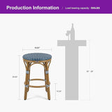 PURPLE LEAF French Patio Round 26" Counter Stool Set of 2 Large Handwoven Wicker Rattan Seat Armless Barstools with - Photo 2