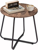 VECELO Patio Outdoor Side Snack Table,Small Round Anti-Rust Metal Style Desk for Garden Balcony,Yard,Living Room - Photo 1