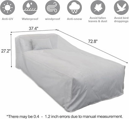 Dineli Outdoor Lounge Chair Cover Waterproof Patio Furniture Covers Outdoor Rectangle Table and Chair Set Covers, Dust Proof Furniture Protective Cover, Light Gray, 72.8"D x 37.4"W x 27.2"H - 2 Pieces