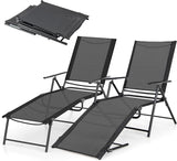 Giantex Lounge Chair Outdoor Set of 2 - Tanning Chair with 6 Adjustable Backrest, 2-Level Footrest - Photo 1