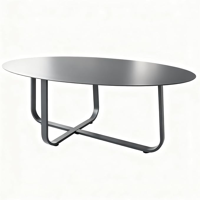 All-Weather Aluminum Outdoor Coffee Table | Modern & Durable Patio Furniture | Perfect for Balcony, Garden, and Poolside | Black (44.9 x 27.6 x 16.5 in)