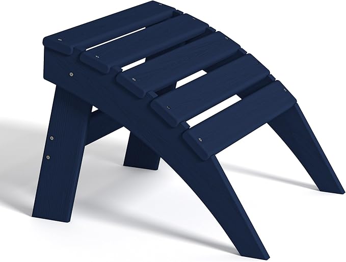 Plawdlik Folding Ottoman for Adirondack Chair–HDPE All-Weather Footrest for Outdoor Use, Garden & Poolside– Anti-Cracking, Fade-Resistant, Easy Assembly–Navy