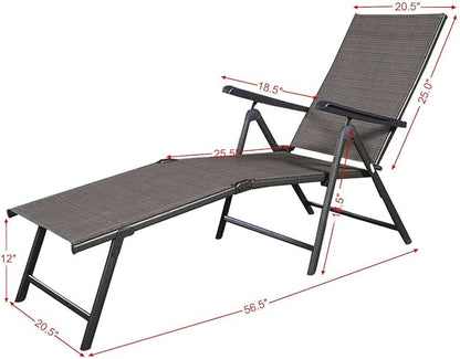 COSTWAY 2PCS Pool Chaise Lounge Chair Recliner Outdoor Patio Furniture Adjustable New