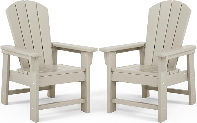 Costaelm Kids Lawn Chair Set of 2, Toddler Outdoor Chair Kids Patio Furniture and Outdoor Children Picnic Activity Baby Adirondack Chairs Set of 2 for Garden, Patio, Backyard & Beach, Sand