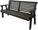 Amish Casual Heavy Duty 5 Foot Roll Back Outdoor Bench in Black Stain - Amish Made in The USA from Treated Pine for - Photo 1