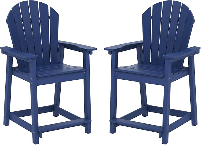 OTSUN Tall Adirondack Chairs Set of 2, HDPE Bar Height Outdoor Chairs, Adirondack Bar Stools for Patio Balcony & Porch - Photo 1