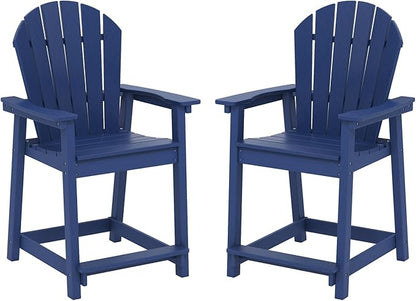 OTSUN Tall Adirondack Chairs Set of 2, HDPE Bar Height Outdoor Chairs, Adirondack Bar Stools for Patio Balcony & Porch