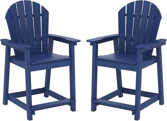 OTSUN Tall Adirondack Chairs Set of 2, HDPE Bar Height Outdoor Chairs, Adirondack Bar Stools for Patio Balcony & Porch