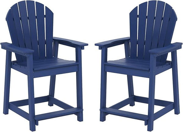 OTSUN Tall Adirondack Chairs Set of 2, HDPE Bar Height Outdoor Chairs, Adirondack Bar Stools for Patio Balcony & Porch - Photo 1