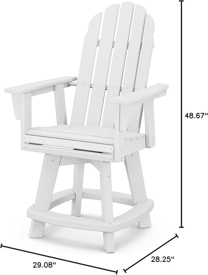 POLYWOOD® Vineyard Curveback Adirondack Swivel Counter Chair in White