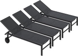 SUNLEI Lounge Chair for Outside Set of 4, Patio Chaise Lounge Outdoor w/ 5-Position Adjustable Backrest - Photo 1