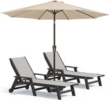 SERWALL Textilene Patio Chaise Lounge Chair Set of 2 with 9FT Patio Umbrella - Photo 1