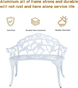JARDIN DE CENTENNIAL Patio Garden Bench Metal Park Bench Cast Aluminum Outdoor Furniture with Floral Rose for Patio - Photo 3