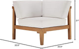 Modway Bayport Outdoor Patio Teak Wood Corner Chair in Natural White - Photo 3
