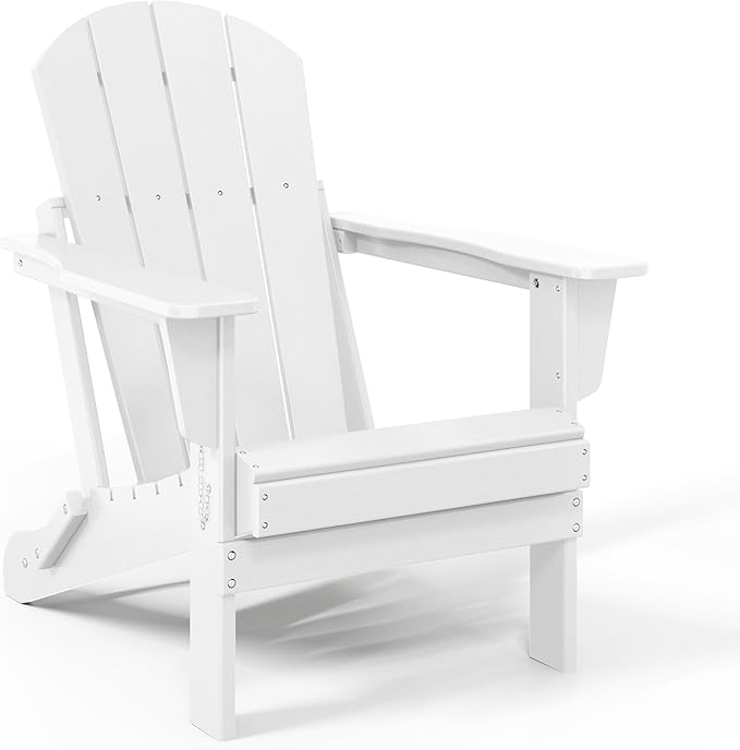 WestinTrends Malibu HDPE Outdoor Patio Folding Poly Adirondack Chair, White