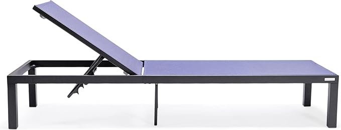 LeisureMod Marlin Aluminum Outdoor Chaise Lounge Chair (Set of 2) - Mesh Sling Fabric Seat Black Aluminum Frame Beach - Photo 6