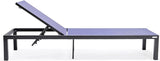 LeisureMod Marlin Aluminum Outdoor Chaise Lounge Chair (Set of 2) - Mesh Sling Fabric Seat Black Aluminum Frame Beach - Photo 6