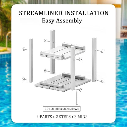 OTSUN Adirondack Outdoor Side Table, 16" HDPE Patio Side Table with Shelf, Weather Resistant Easy Maintenance for Backyard Pool Porch Garden & Lawn