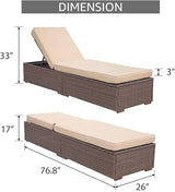 JOIVI Outdoor Chaise Lounge Chair, All-Weather PE Wicker Patio Chairs Pool Lounge Chairs for Outside - Photo 2