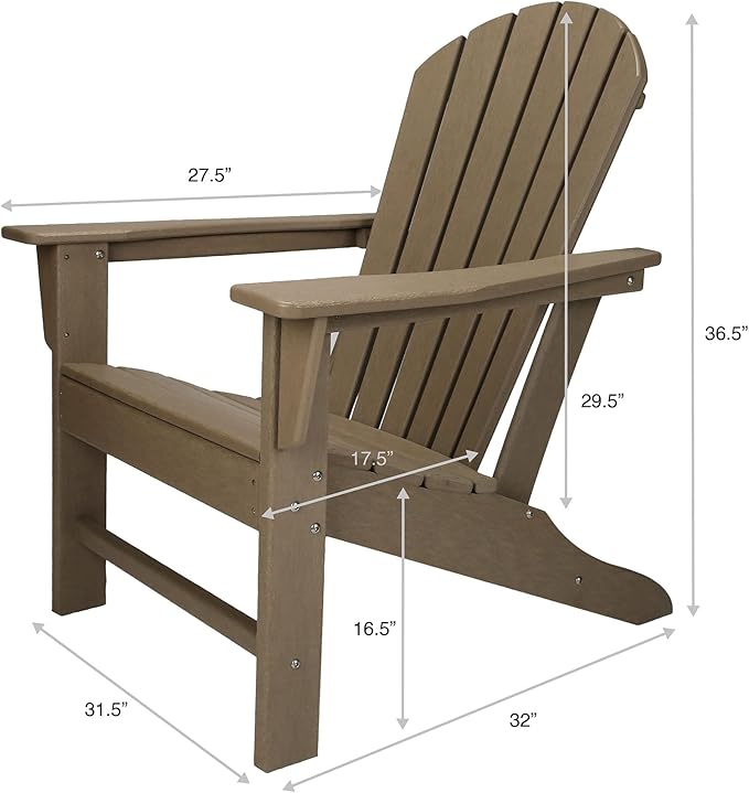 UV Protected HDPE Indoor and Outdoor Adirondack Plastic Lounge Patio Porch Deck Beach Chair for Kids and Adults, Turquoise