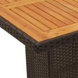 vidaXL Patio Table - Acacia Wood top/Black Poly Rattan/Garden/Durable Outdoor Furniture - Photo 5