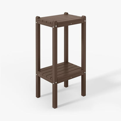 WestinTrends Malibu 36" Outdoor Adirondack HDPE 2-Tier Patio Side Table, Dark Brown