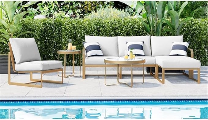 Elle Decor Mirabelle Outdoor Coffee Table in French Gold - Photo 2