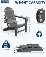 FOOWIN Folding Adirondack Chair Set of 2, HDPE Adirondack Chairs with Cup Holder - Photo 2