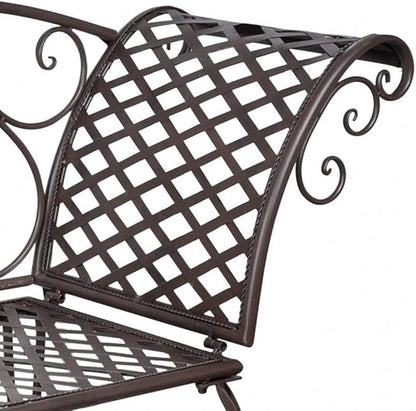 Outdoor Chaise Lounge Chairs Scroll Pattern Sun Lounger Recliner Iron Metal Deck Chair for Balcony Patio Garden Backyard Poolside Brown