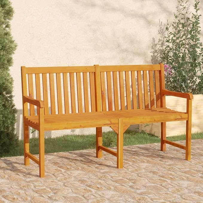 Garden Bench Natural Brown Solid Acacia Wood Large Durable,Rustic Garden Bench Solid Acacia Wood Outdoor Seating for Patio & Terrace Patio Furniture