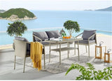 Alaterre Furniture "Windham All-Weather Wicker Outdoor 26"" H Cocktail Table with Glass Top", light gray - Photo 2